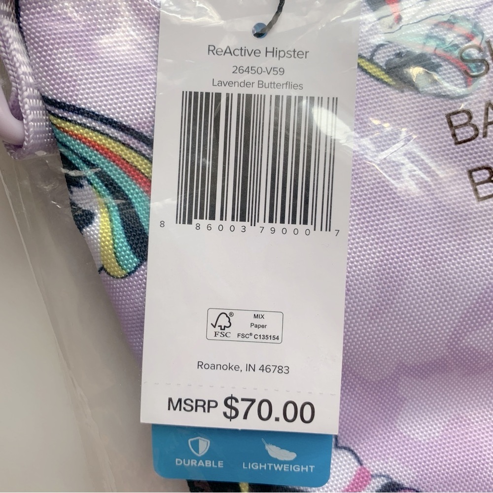 🌷 Vera Bradley ReActive Hipster in Lavender Butterflies 🦋 NWT - Picture 12 of 15